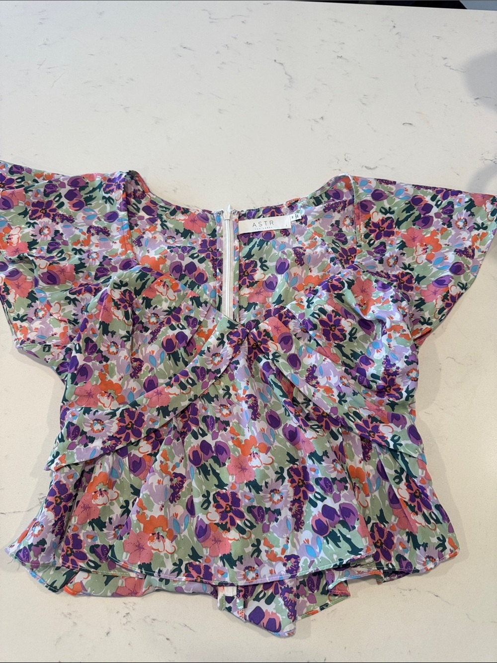 ASTR Floral Flutter Sleeve Top